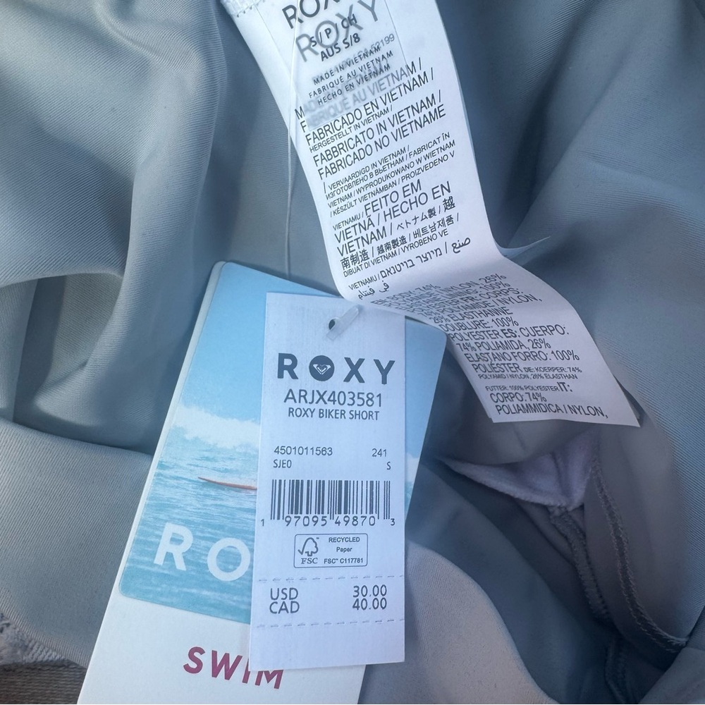 NWT Roxy Gray Beach Biker Volleyball Workout Short - S - Picture 5 of 5
